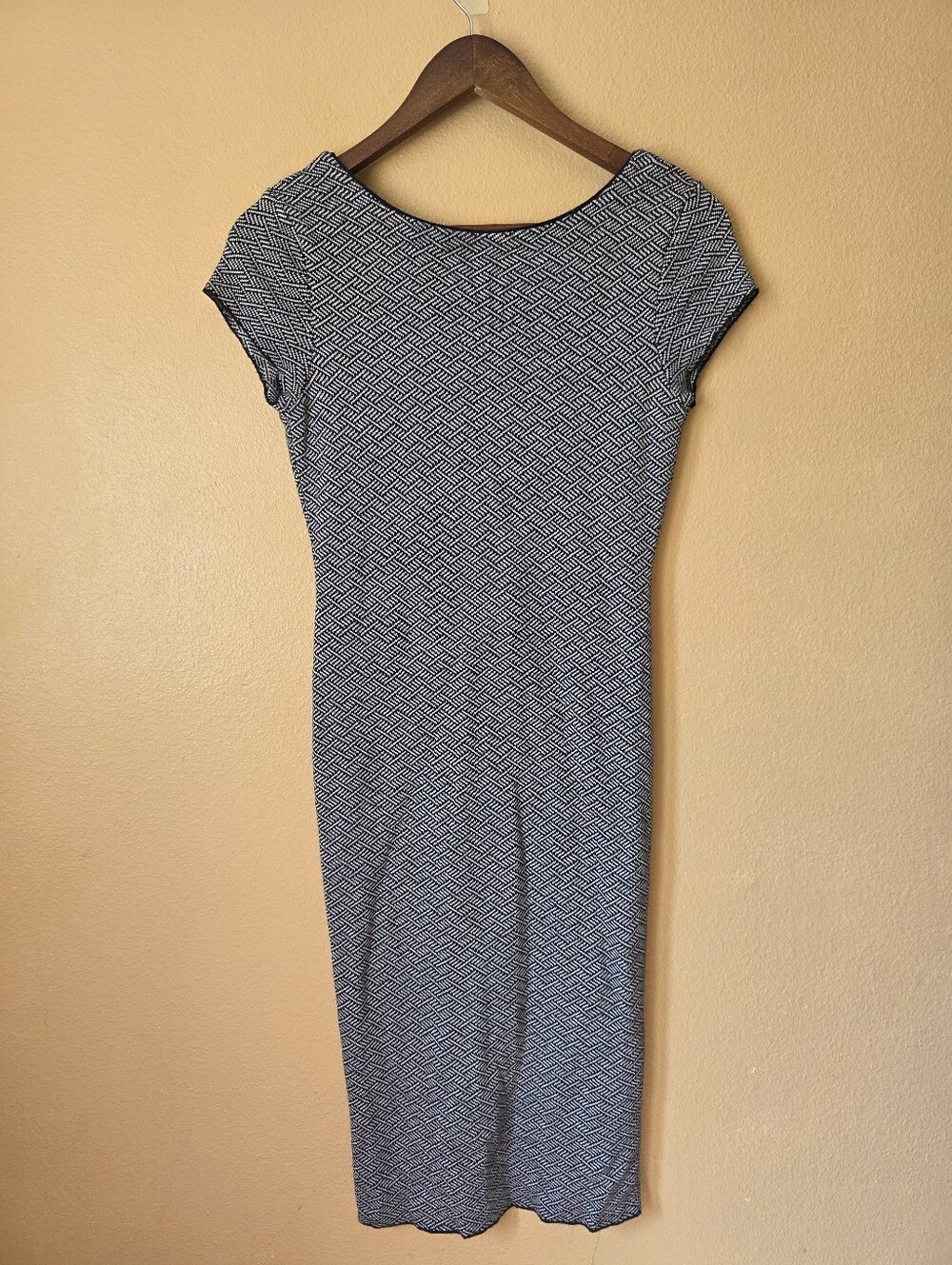 Zara Knit Scoop Back Cap Sleeve Bodycon Midi Dress Womens